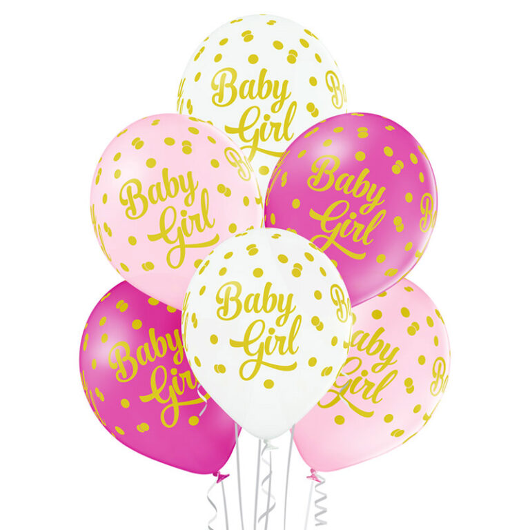Balony na Baby Shower – Baby Girl Dots 30cm 6 szt.