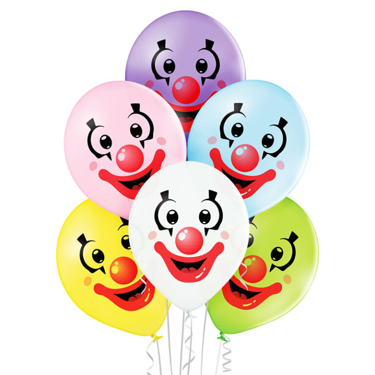 Balony lateksowe Klaun Clown Faces 30cm 6 szt