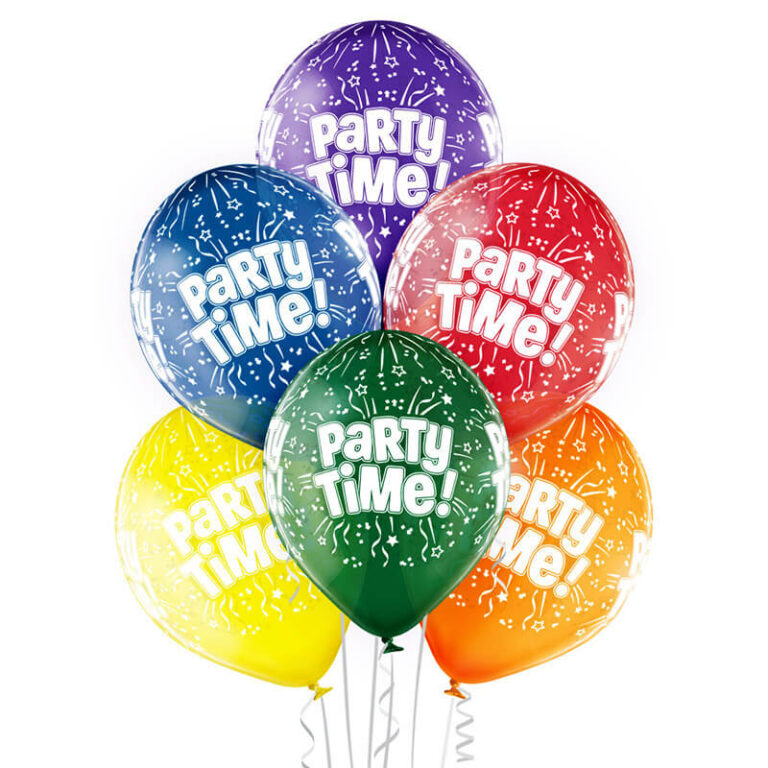 Balony lateksowe urodziny impreza Party Time mix 30cm 6szt.