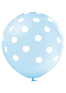 błękitny balon gigant w białe kropki polka dots
