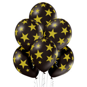 czarne balony w złote gwiazdki