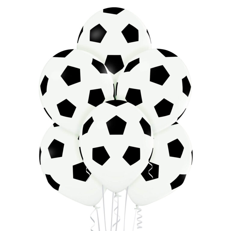 Balony lateksowe Piłka Nożna Football białe 30cm 6szt.