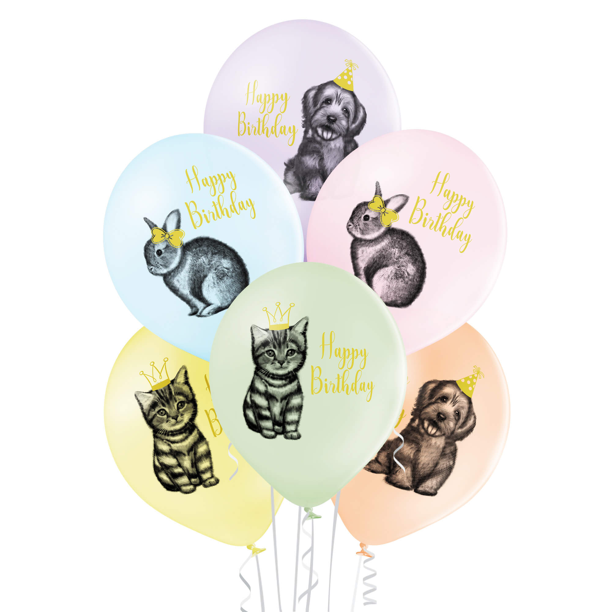 balony kolorowe z nadrukiem zwierzątek