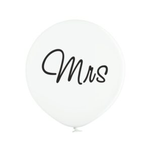 biały balon gigant z czarnym nadrukiem Mrs