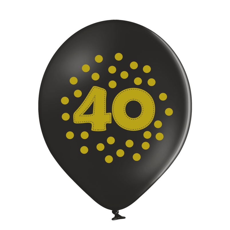 czarny balon ze złotym nadrukiem cyfry 40