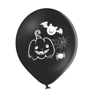czarny balon z białym nadrukiem na halloween
