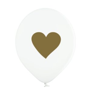 transparentny balon z nadrukiem złotego serca