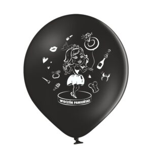 czarny balon z białym nadrukiem wieczór panieński