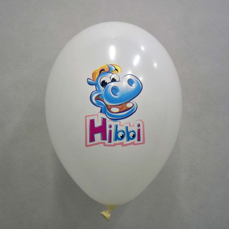 biały balon lateksowy z nadrukiem cmyk hibbi