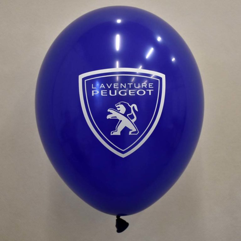 granatowy balon lateksowy z nadrukiem Peugeot